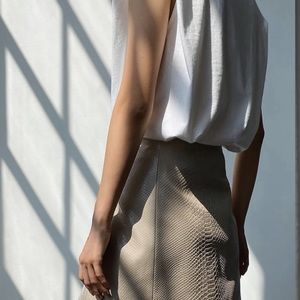 Babaton vegan snakeskin beige  skirt